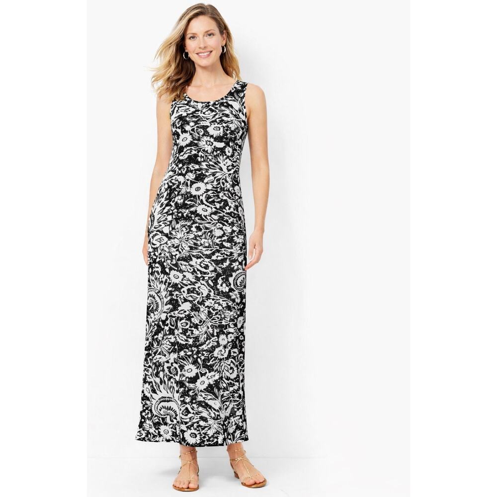 Talbots Black and White Floral Maxi Dress